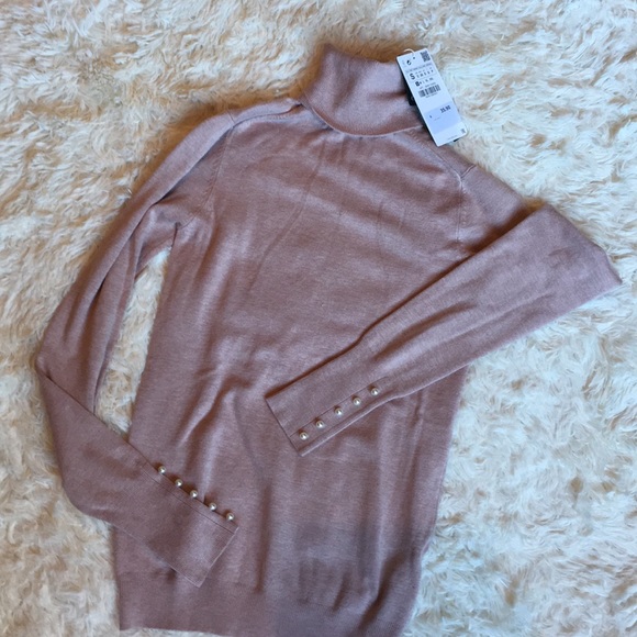 Zara Sweaters - NWT Zara turtleneck w/ novelty pearl cuffs .
